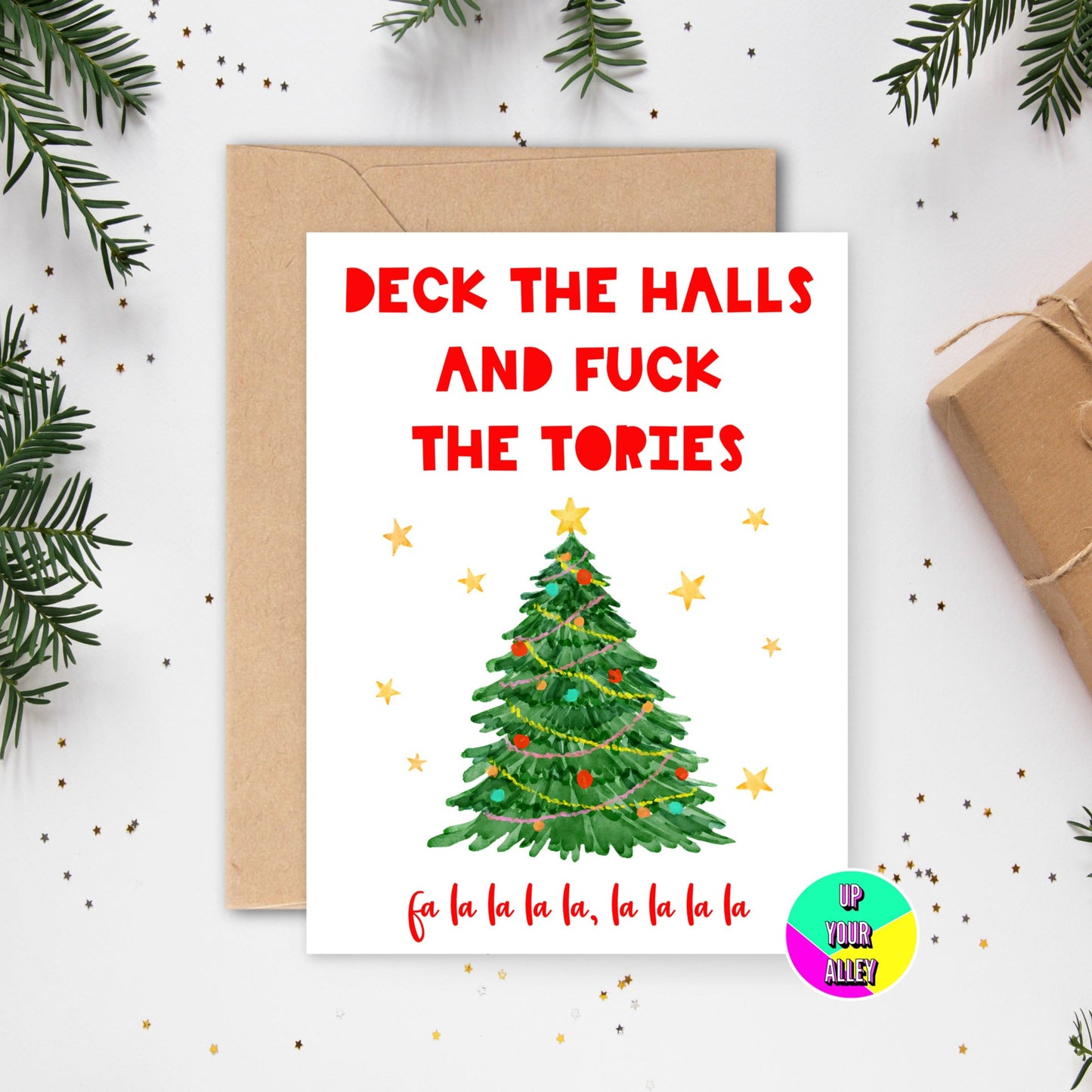 Multipack of A5 Deck The Halls & Fuck The Tories Funny Christmas Cards