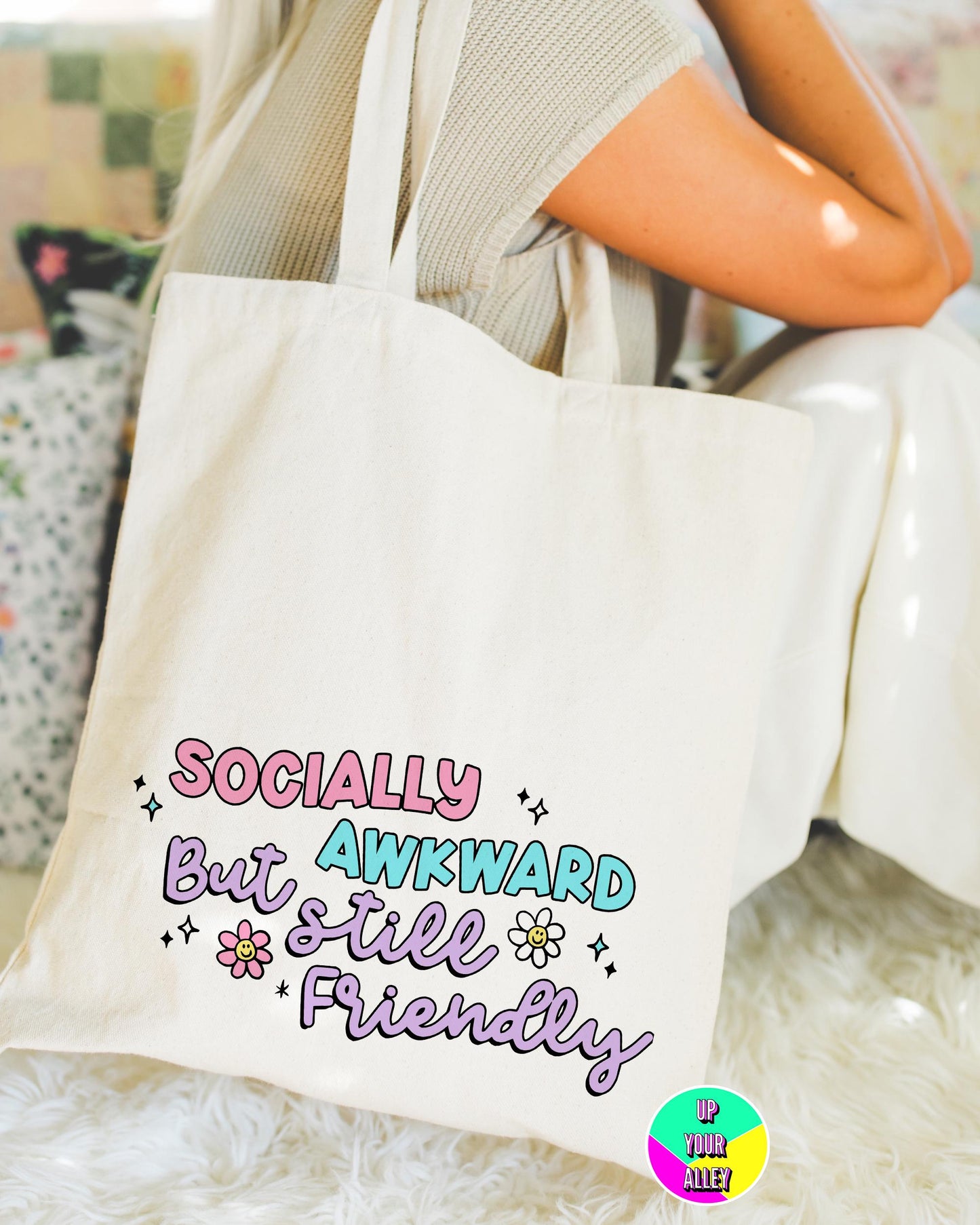 Socially Awkward But Still Friendly Tote Bag l Neurodiverse l Autistic l Reusable Eco Shopping Bag