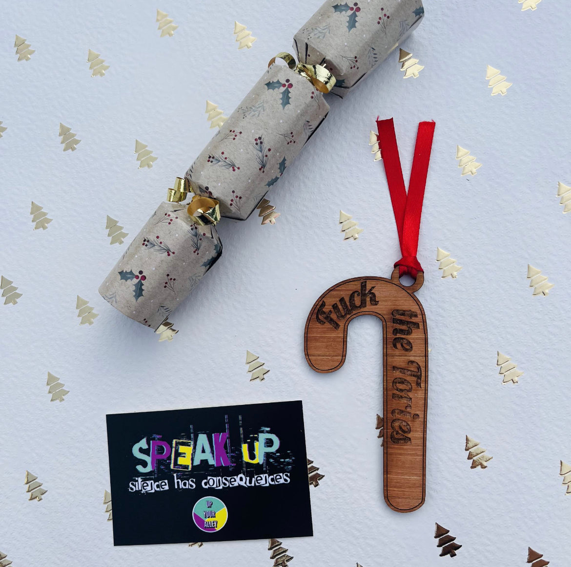 Fuck The Tories Christmas Candy Cane Decoration