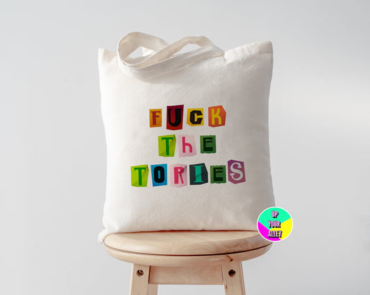 Fuck The Tories Ransom Tote Bag l Eco Reusable Shopping