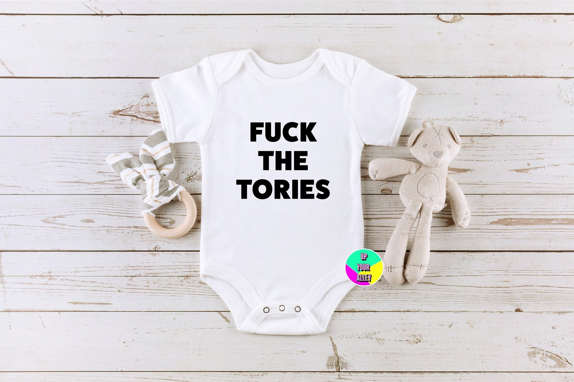 Fuck The Tories Baby Vest l New Baby Gift l Humour l Anti Tory Gift l Bodysuit