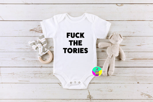 Fuck The Tories Baby Vest l New Baby Gift l Humour l Anti Tory Gift l Bodysuit