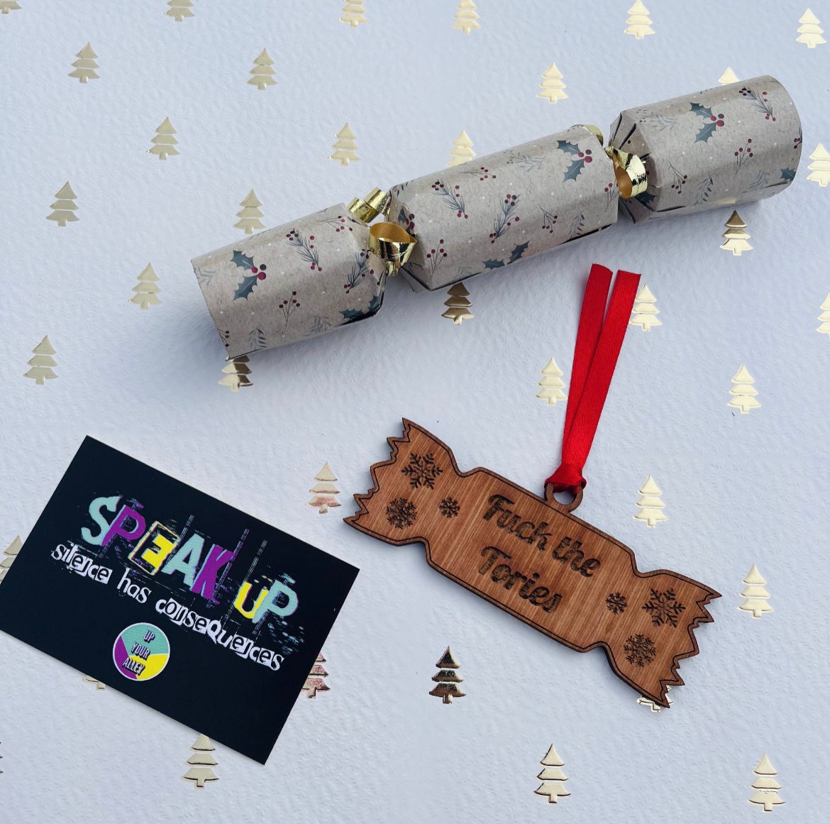 Deck The Halls & Fuck The Tories Funny Christmas Ornament Decoration l Tories Out l Anti Tory Xmas Tree Bauble l Rishi Sunak