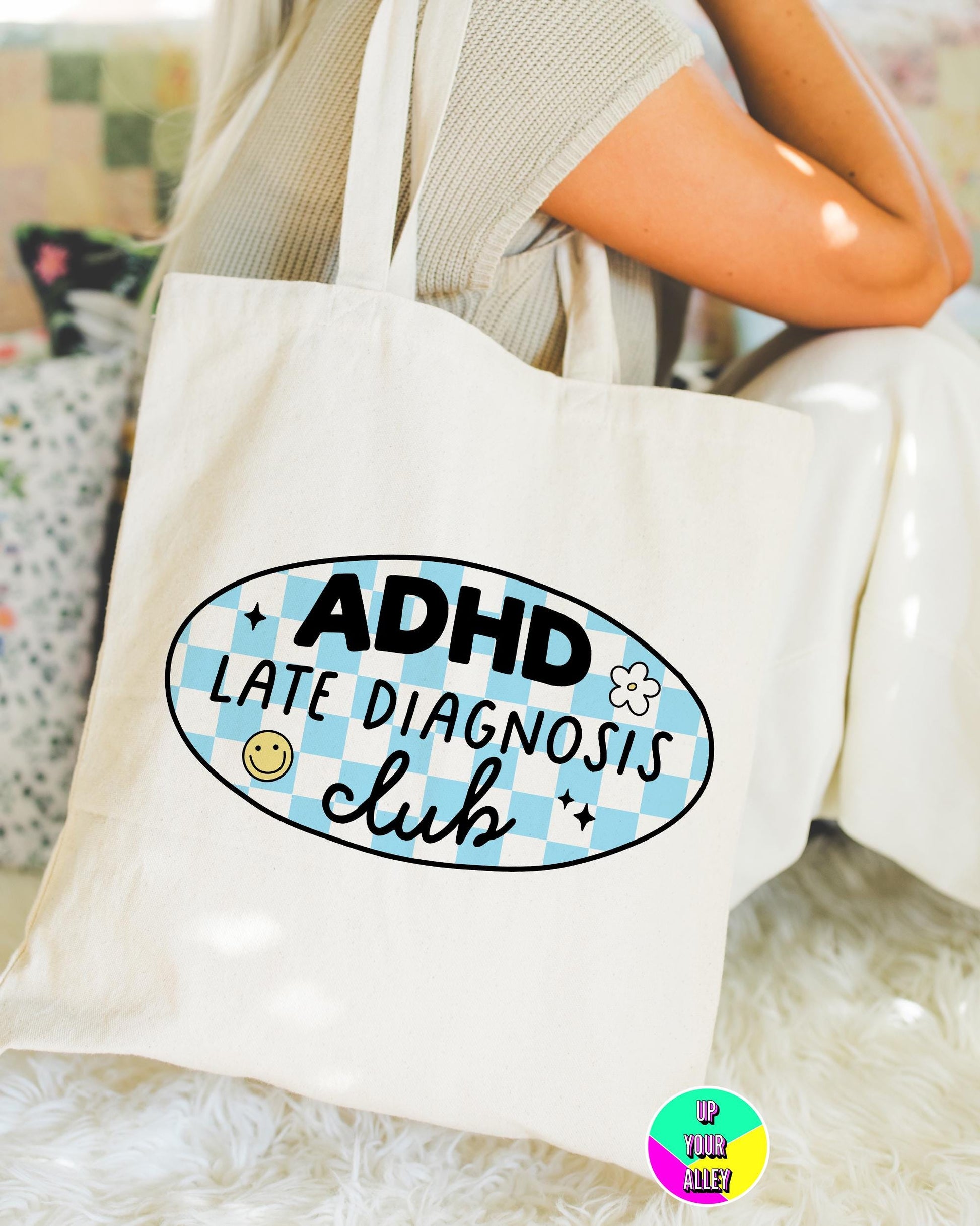 ADHD Late Diagnosis Club Tote Bag l Neurodiverse l Autistic l Reusable Eco Shopping Bag