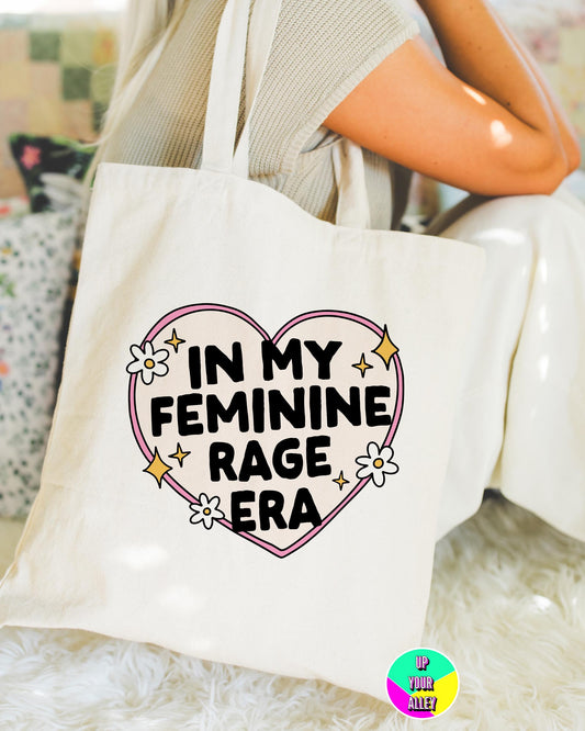 In My Feminine Rage Era Tote Bag l Feminist l Feminism l Anti Fascism l Social Justice l Reusable Eco Shopping Bag