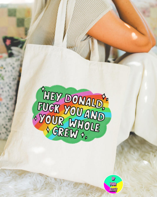 Fuck You Donald Trump Tote Bag l Feminist l Feminism l Anti Fascism l Social Justice l Reusable Eco Shopping Bag