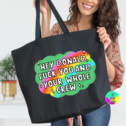 Fuck Donald Trump Jumbo Tote Bag l Eco Reusable Shopping l Large Maxi Shopping Bag l Feminist l Anti Fascist l Human Rights