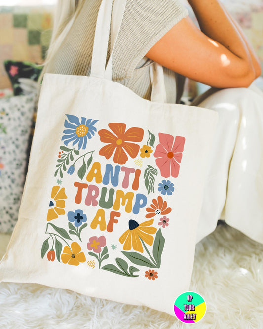 Anti Trump AF Tote Bag l Fuck Donald Trump l Human Rights l Democracy l Anti Fascism l Social Justice l Reusable Eco Shopping Bag