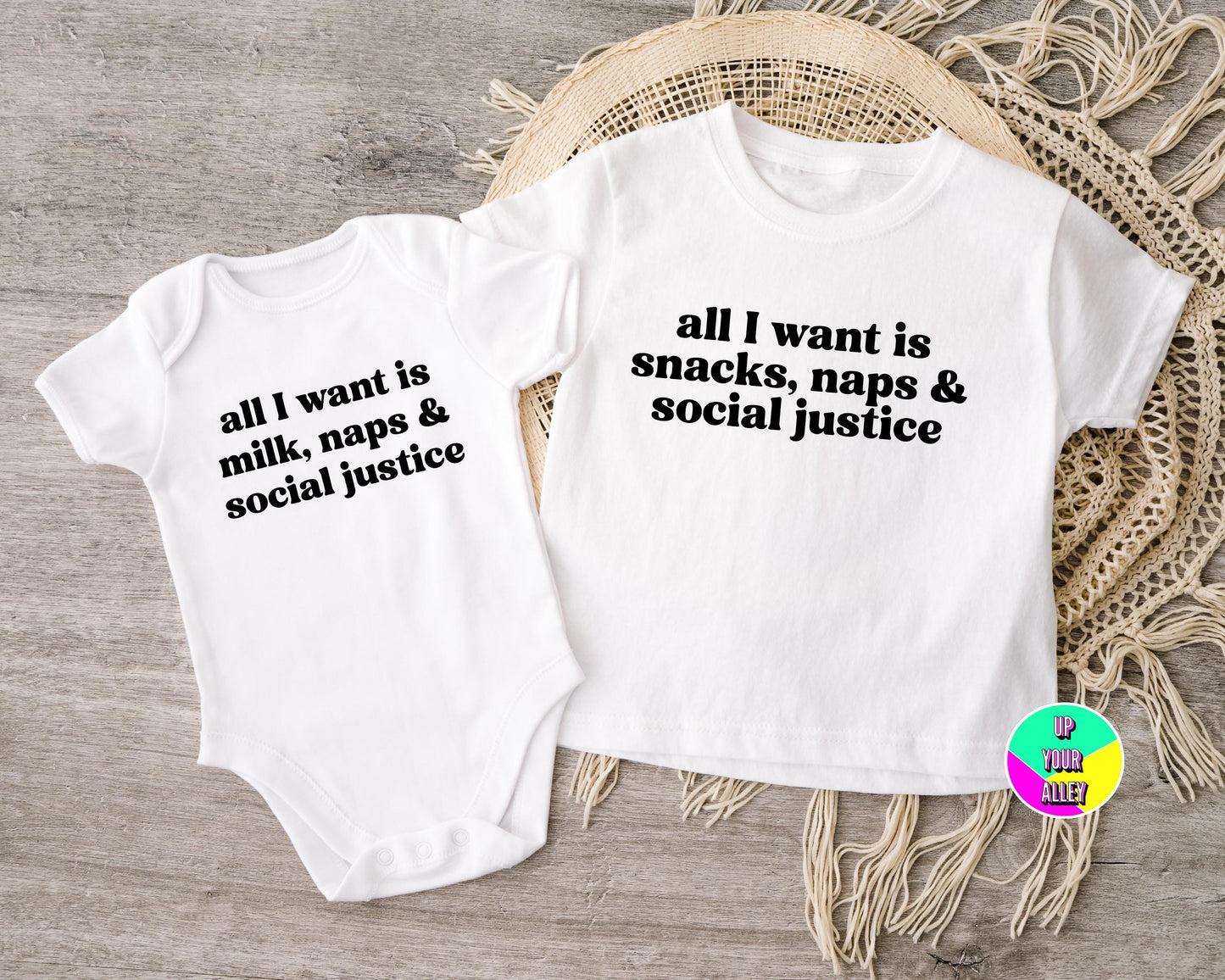All I Want Is Snacks Naps & Social Justice Childrens Tshirt l Humour l Politics l Human Rights l Anti Fascist