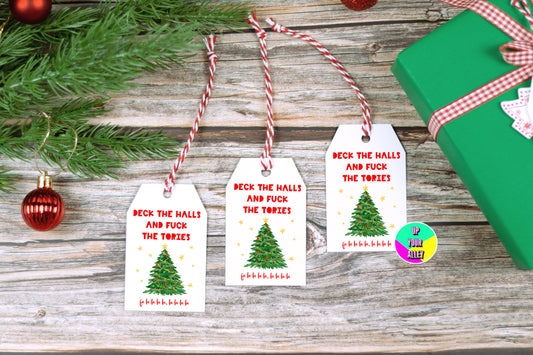Multipack 6 x Deck The Halls & Fuck The Tories Funny Christmas Gift Tags