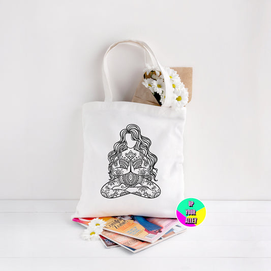 Yoga Mandala Body Positivity Reusable Eco Shopping Tote Bag l All Bodies Are Beautiful